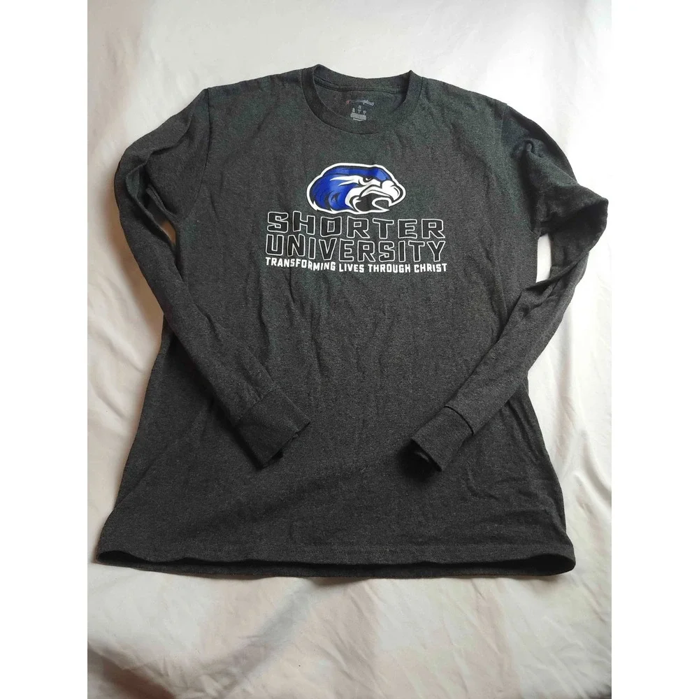 Champion Shirt Mens Medium Gray Shorter University Hawks Long Sleeve Graphic Tee - Picture 2 of 5
